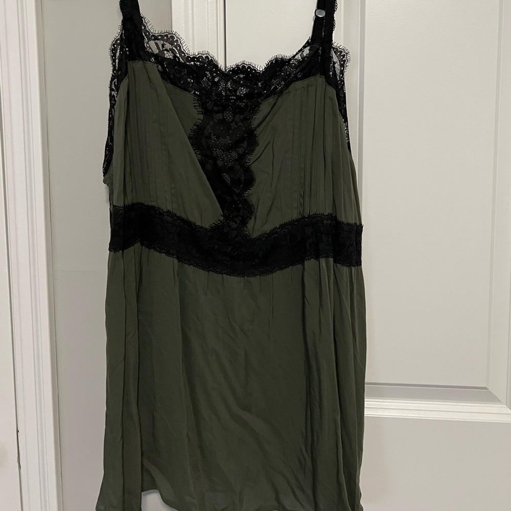 Green tank with lace